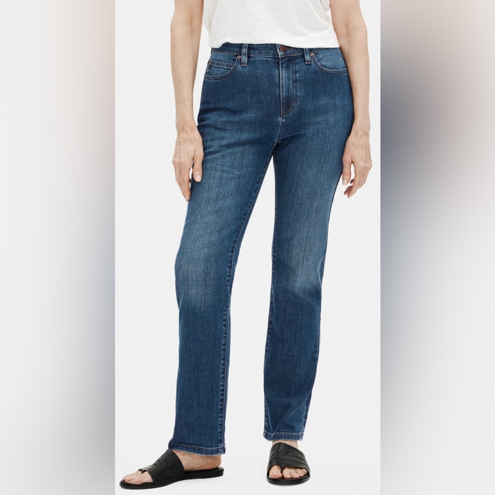 Eileen Fisher Organic Cotton Slim Fit Stretch Straight Jean, sz 2